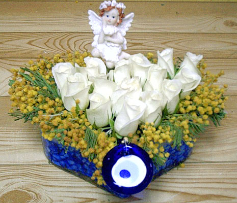 9 adet beyaz g�l oyuncak  G�lba�� �i�ek yolla , �i�ek g�nder , �i�ek�i  