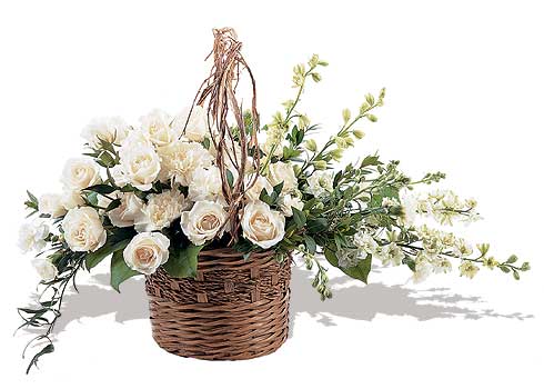 sepet i�erinde beyaz g�ller    G�lba��na �i�ek , �i�ek�i , �i�ek�ilik 
