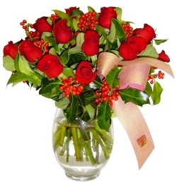 G�lba�� �i�ek kaliteli taze ve ucuz �i�ekler  11 adet kirmizi g�l  cam aranjman halinde