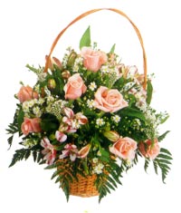sepet i�erisinde 11 adet g�l ve kir �i�ekleri  G�lba�� �i�ek kaliteli taze ve ucuz �i�ekler 