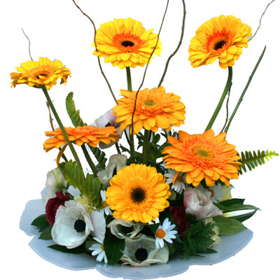 camda gerbera ve mis kokulu kir �i�ekleri  G�lba�� anneler g�n� �i�ek yolla 