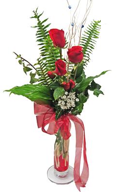 �i�ek g�nderin cam vazoda 3 g�l �i�ekleri  G�lba�� �i�ek�i g�venli kaliteli h�zl� �i�ek 