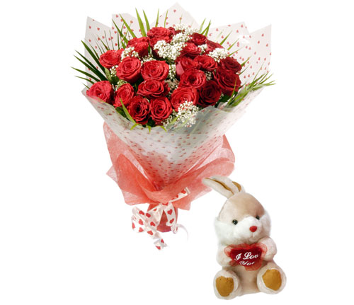 10 adet kirmizi g�l ve hediye pelus oyuncak  G�lba�� �i�ek�i telefonlar� 