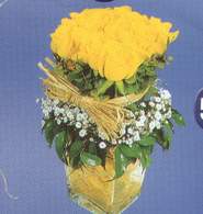  G�lba��na �i�ek , �i�ek�i , �i�ek�ilik  Cam vazoda 9 Sari g�l