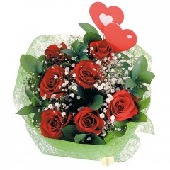  G�lba�� �i�ek sipari�i yurti�i ve yurtd��� �i�ek sipari�i  7 adet k�rm�z� g�l ve 2 adet kalp �ubuk