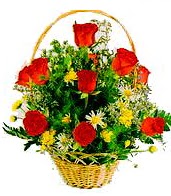 9 adet g�l ve sepette k�r �i�ekleri  G�lba�� �i�ek sipari�i yurti�i ve yurtd��� �i�ek sipari�i 