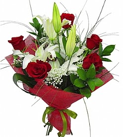 1 dal kazablanka 5 k�rm�z� g�l buketi  �i�ek yolla G�lba�� internetten �i�ek sat��� 