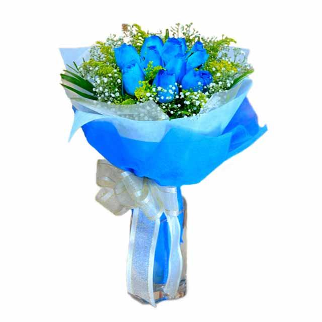 7 adet mavi gül buketi  Gölbaşı çiçek online çiçek siparişi 