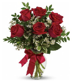 Cam vazo içerisinde 6 adet kırmızı gül  Ankara Gölbaşı 14 şubat sevgililer günü çiçek  