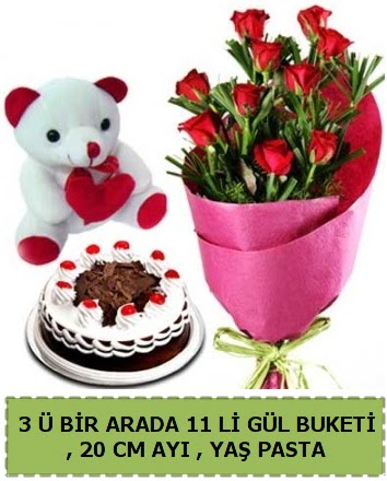 Ya�pasta ay�c�k ve g�l buketi her�ey i�inde  G�lba�� �i�ek g�nder cicekciler , cicek siparisi 