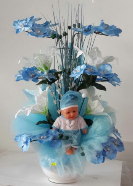 Mavi cam bebekli bebek doum iei  Ankara Glba hediye sevgilime hediye iek 