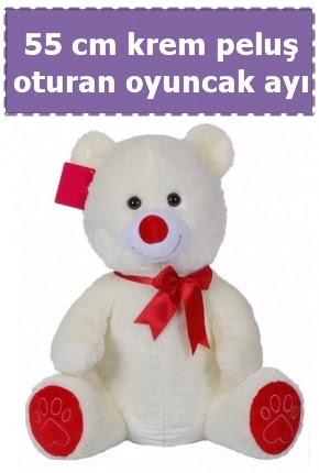 55 cm krem orta boy oturan pelu� ay�  G�lba�� ankara �i�ek servisi , �i�ek�i adresleri 