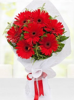 K�rm�z� Gelbera Buketi  G�lba�� �i�ek yolla , �i�ek g�nder , �i�ek�i  
