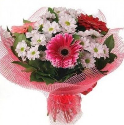 Gerbera ve k�r �i�ekleri buketi  G�lba�� �i�ek yolla , �i�ek g�nder , �i�ek�i  