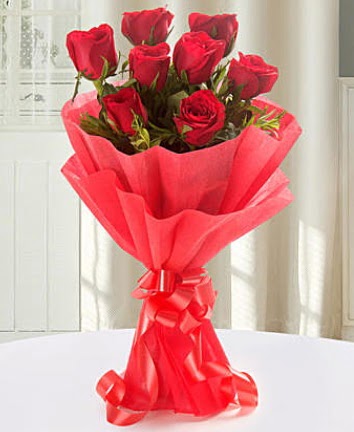 9 adet k�rm�z� g�lden modern buket  Ankaradaki �i�ek�iler G�lba�� cicek , cicekci  