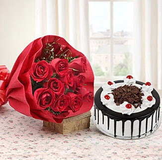 12 adet k�rm�z� g�l 4 ki�ilik ya� pasta  G�lba�� �i�ek online �i�ek sipari�i 
