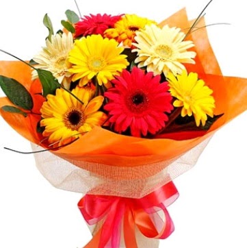 9 adet kar���k gerbera buketi  G�lba�� �i�ek online �i�ek sipari�i 