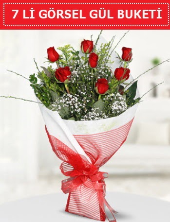 7 adet k�rm�z� g�l buketi A�k budur  Ankara G�lba�� hediye sevgilime hediye �i�ek 