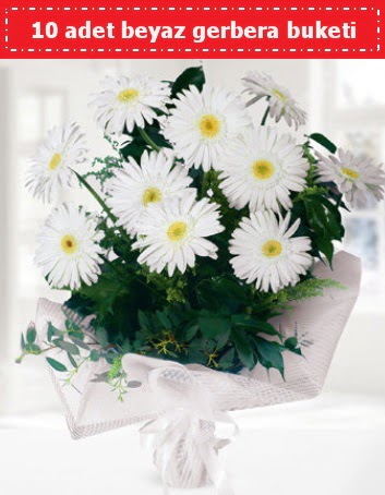 10 Adet beyaz gerbera buketi  G�lba�� �i�ek online �i�ek sipari�i 