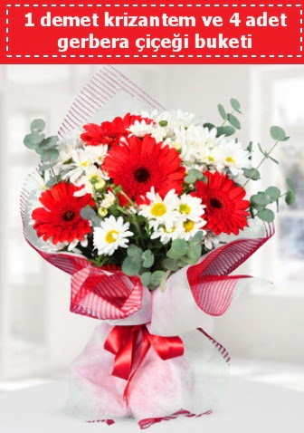 Krizantem ve Gerbera Buketi  G�lba�� �i�ek�i g�venli kaliteli h�zl� �i�ek 