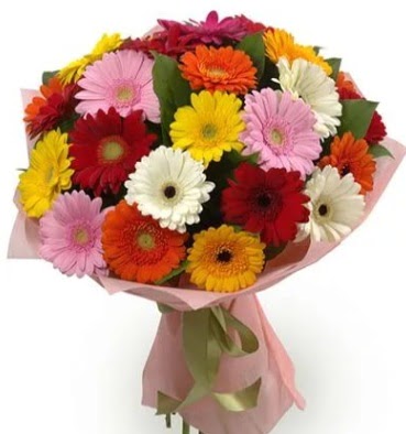 Kar���k b�y�k boy gerbera �i�ek buketi  Ankara G�lba�� hediye sevgilime hediye �i�ek 