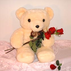 3 g�l ve oyuncak ayicik   G�lba�� �i�ek online �i�ek sipari�i 