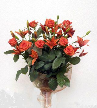 9 adet g�l ve 3 adet lilyum �i�egi buketi   G�lba�� Ankara �i�ek yolla 