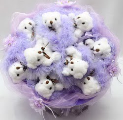  G�lba�� �i�ek kaliteli taze ve ucuz �i�ekler  9 lu ay� buketi Teddy Bear Bouquet