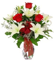 5 adet k�rm�z� g�l ve 1 dal kazablanka  G�lba�� �i�ek�i g�venli kaliteli h�zl� �i�ek 