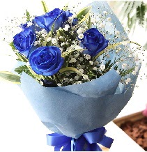 5 adet mavi gülden buket çiçeği  Ankara Gölbaşı hediye sevgilime hediye çiçek 