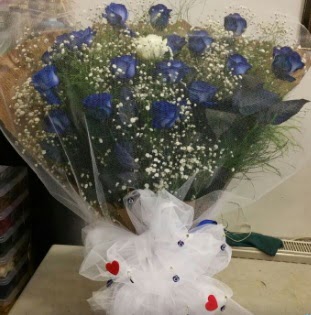 Mavi güllerden kız isteme buket çiçeği  Gölbaşı çiçek yolla , çiçek gönder , çiçekçi  