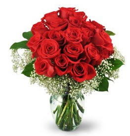 25 adet kırmızı gül cam vazoda  Gölbaşı çiçek online çiçek siparişi 
